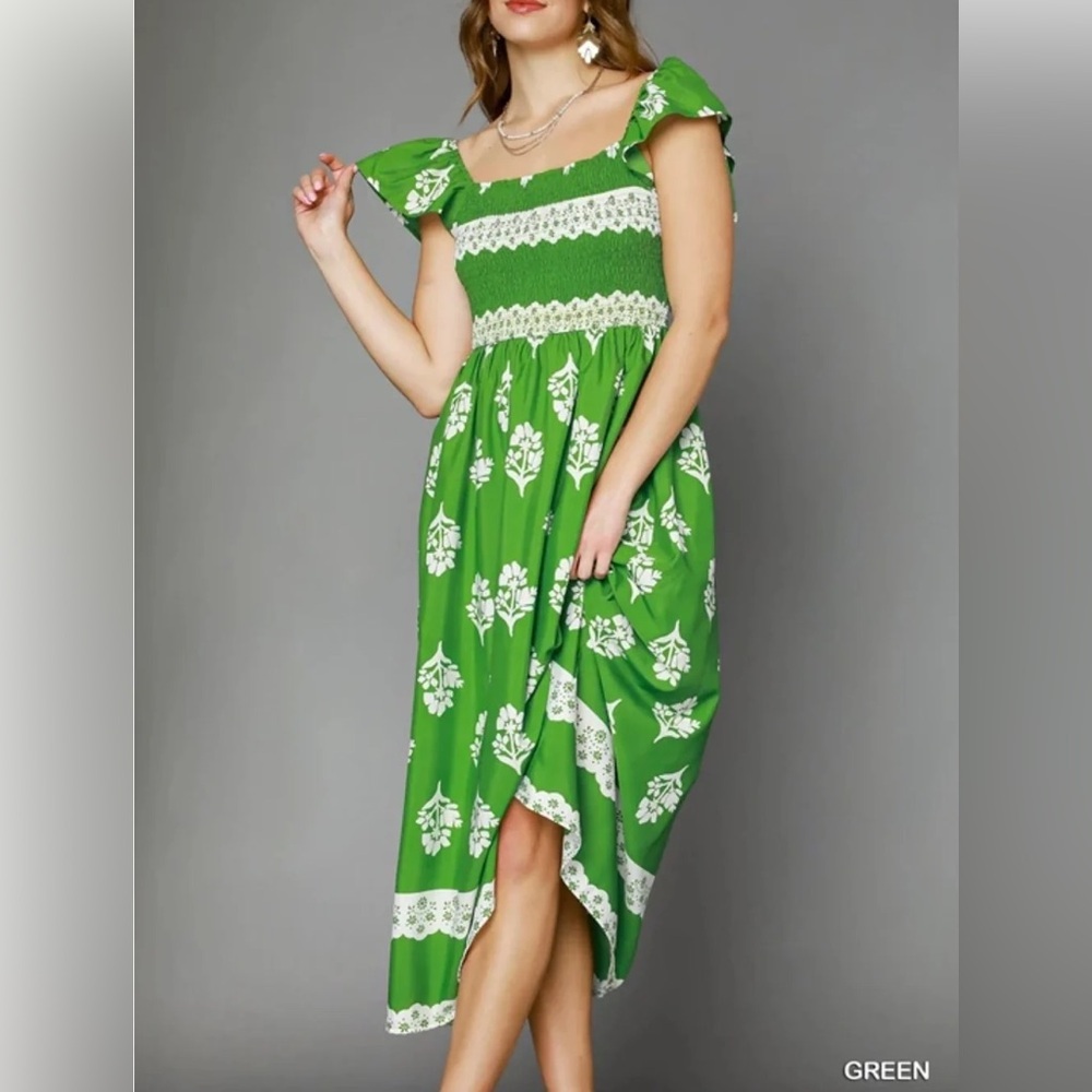 Umgee Romantic Smocked Midi Dress NWT
